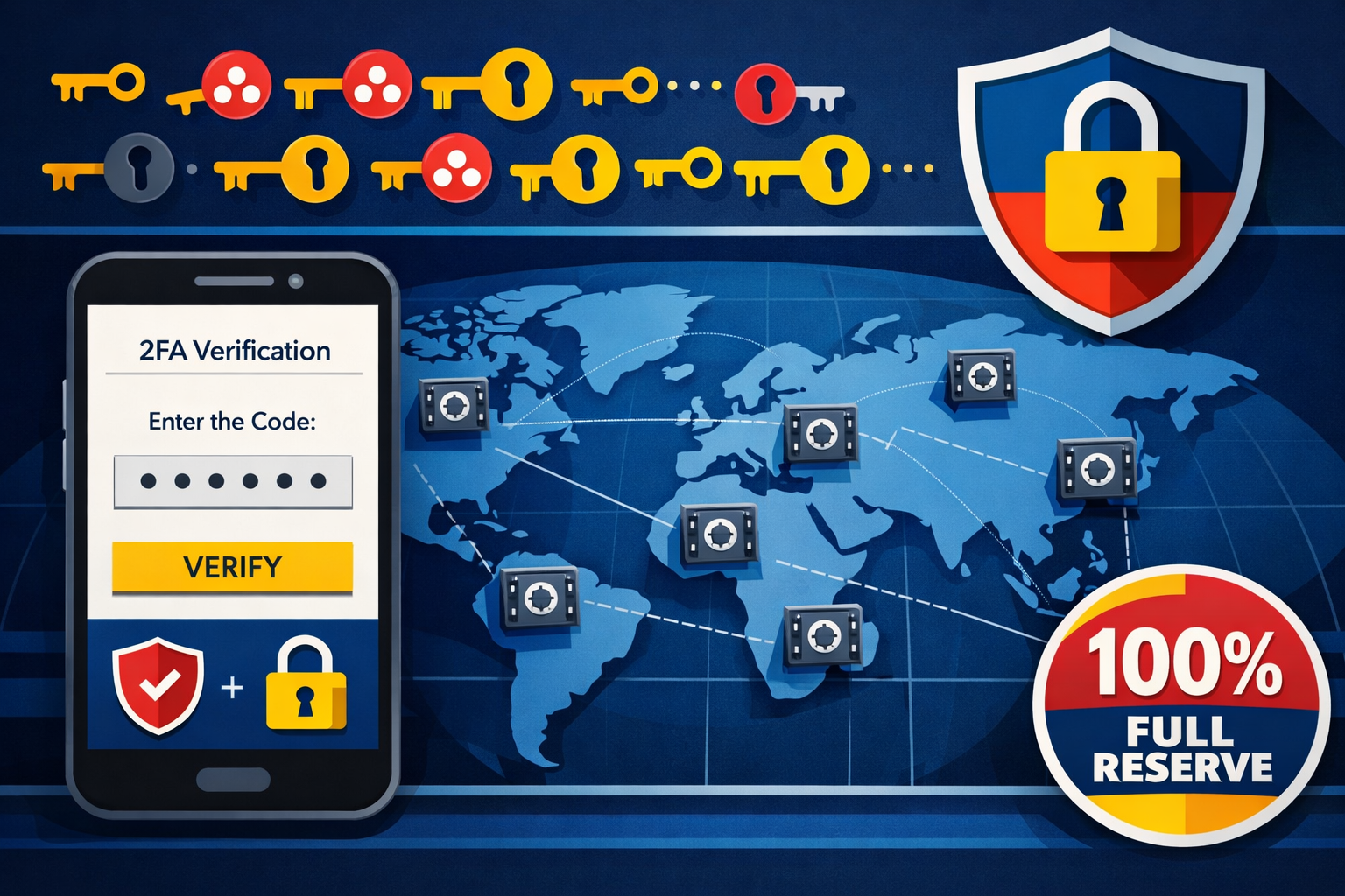 Bauhaus geometric style, primary colors, () security architecture visualization showing three-layer protection system:
